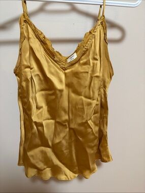 Wilfred Satin V‑Neck Spaghetti Strap Cami — Mustard